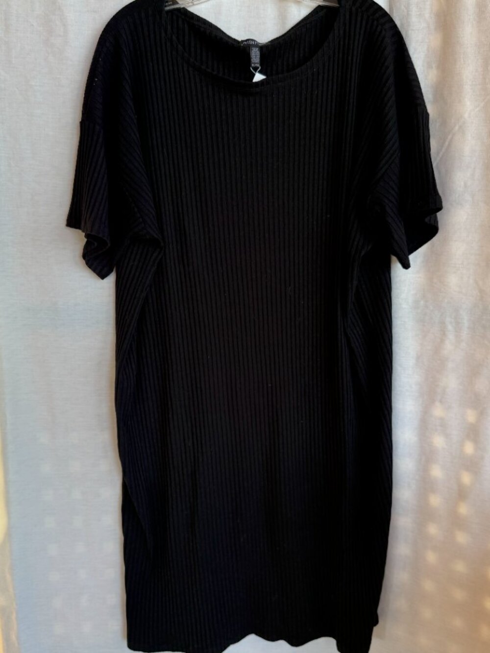 Eileen Fisher Black Bateau Neck Rib Knit Dress - Picture 2 of 6